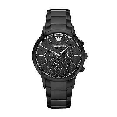 Pre-owned Emporio Armani Mens Wristwatch  Renato Ar2485 Chrono Steel Black