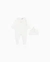 Emporio Armani Mercerised Jersey Beanie And Onesie Set In White