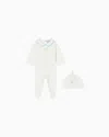 Emporio Armani Mercerised Jersey Beanie And Onesie Set In White