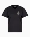 Emporio Armani Mercerised Jersey T-shirt With Lunar New Year Embroidery In Black