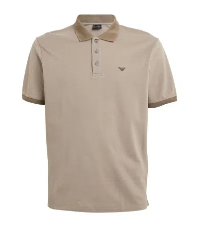 Emporio Armani Mercerised Piqué Polo Shirt In Multi