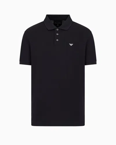 EMPORIO ARMANI MERCERISED PIQUÉ POLO SHIRT WITH MICRO EAGLE