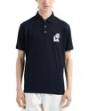 Emporio Armani Mercerized Cotton Piquet Bulldog Embroidery Polo In Navy Blue