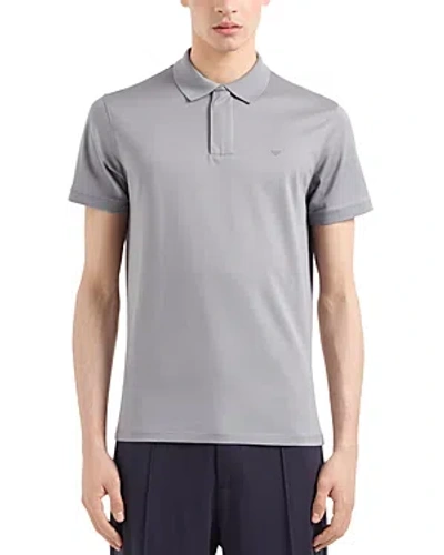 Emporio Armani Mercerized Cotton Polo Shirt In Grey
