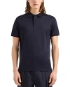 Emporio Armani Mercerized Cotton Polo Shirt In Navy Blue