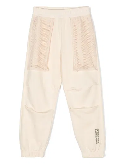 Emporio Armani Kids' Mesh-detail Track Trousers In Neutrals