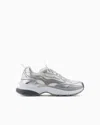 Emporio Armani Mesh Sneakers With Laminated Details And Signature Logo In Silver