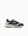 Emporio Armani Mesh Sneakers With Suede Details In Navy Blue