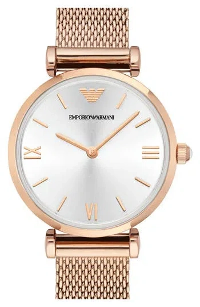 Emporio Armani Mesh Strap Watch, 32mm In Transparent