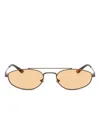 Emporio Armani Matte Bronze Orange Metal Sunglasses In Orange