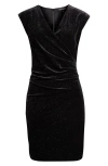 Emporio Armani Sleeveless Sparkle Draped Mini Dress In Black