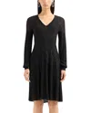 Emporio Armani Metallic Knit Dress In Solid Black