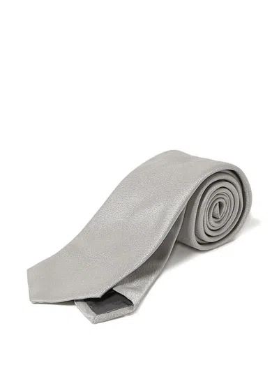 Emporio Armani Metallic Silver Tie In Gray