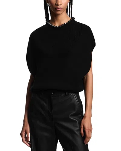 Emporio Armani Metallic Sphere Trim Sweater In Black