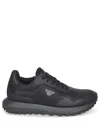 Emporio Armani Asv Recycled Nylon Sneakers With Regenerated Saffiano Details In Black