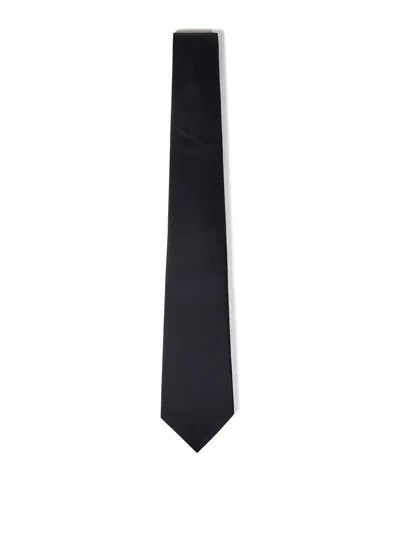 Emporio Armani Micro Jacquard Pattern Tie In Black