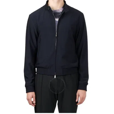 Emporio Armani Micro Pattern Guru Collar Blouson In Blue