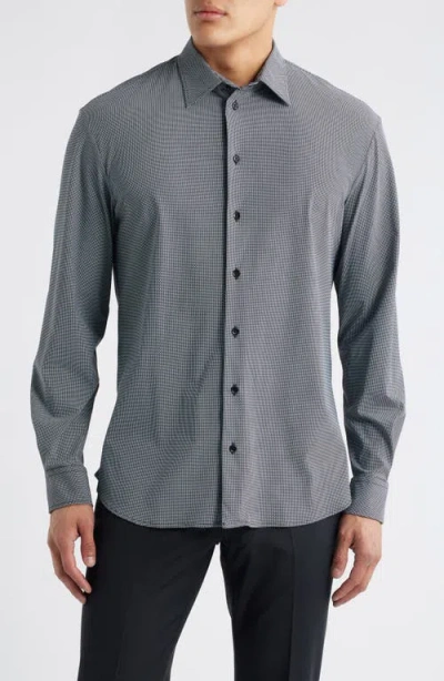 Emporio Armani Microdot Button-up Shirt In Gray