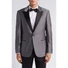 Emporio Armani Microdot Virgin Wool Blend Tuxedo Jacket In Grey