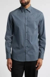 Emporio Armani Microprint Cotton Stretch Poplin Button-up Shirt