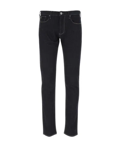 Emporio Armani Mid-rise Straight-leg Jeans In Black