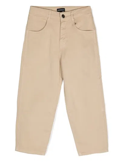 Emporio Armani Kids' Mid-rise Tailored Trousers In Neutrals