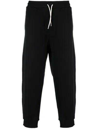 Emporio Armani Mid-waist Tapered-leg Track Pants In Black
