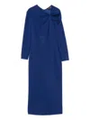 Emporio Armani Asymmetric Neckline Draped Midi Dress In Blue