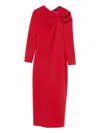 Emporio Armani Asymmetric Neckline Long Sleeve Midi Dress In Red