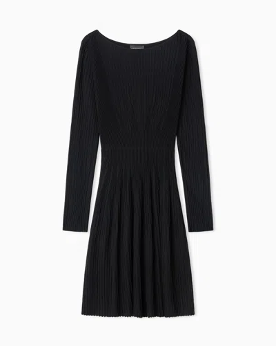 Emporio Armani Scoop-neck Ribbed Jersey Dress In Multi