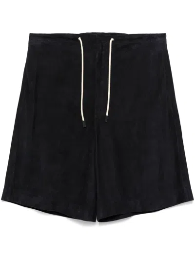 Emporio Armani Midnight Blue Drawstring Waist Shorts In Black