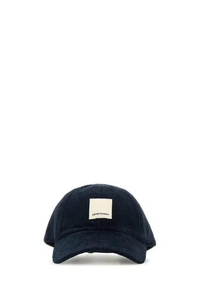 EMPORIO ARMANI MIDNIGHT BLUE STRETCH CORDUROY BASEBALL CAP