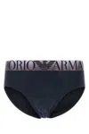 Emporio Armani Midnight Blue Stretch Cotton Brief In Blue