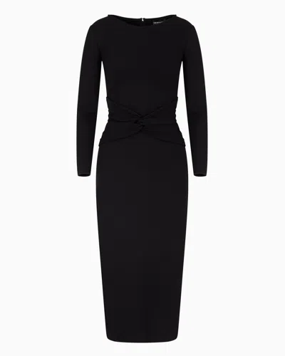 Emporio Armani Milano-stitch Torchon Dress In Black