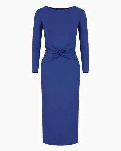 Emporio Armani Milano-stitch Torchon Dress In Blue