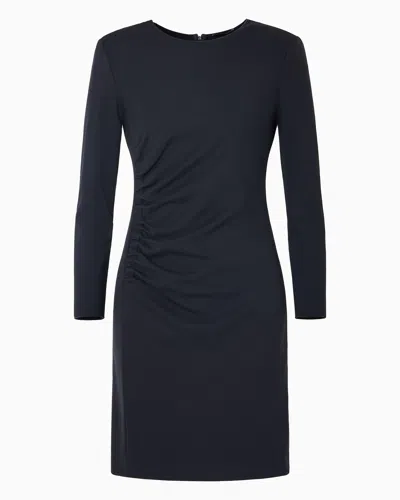 Emporio Armani Milano-stitch Torchon Dress In Blue