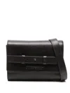 Emporio Armani Leather Embossed Logo Flap Shoulder Bag In Brown