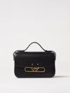 Emporio Armani Smooth Leather Shoulder Bag With Metal Eagle Logo In Black