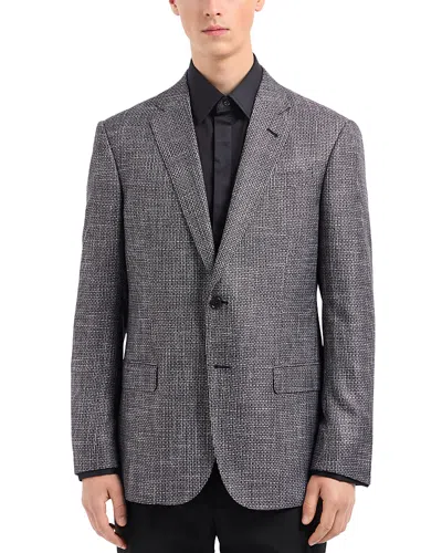 Emporio Armani Mini Check Gline Single Breasted Blazer In Fancy Purple