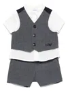 Emporio Armani Mini-check Shorts Set In 灰色
