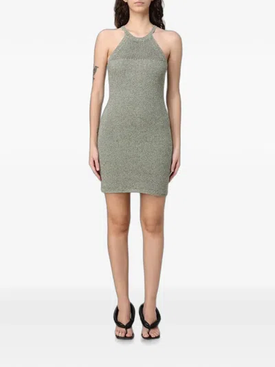 Emporio Armani Mini Halterneck Knit Dress In Gray