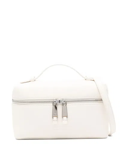 Emporio Armani Mini Leather Tote Bag In White