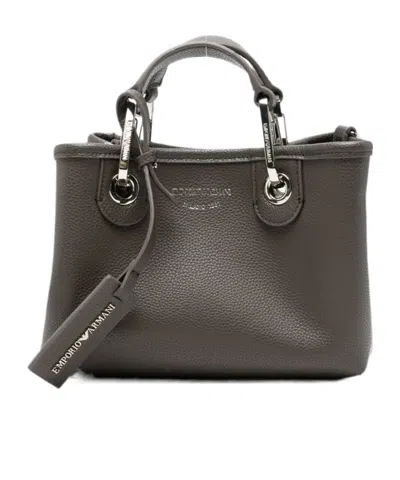 Emporio Armani Mini Myea Pebbled-texture Tote Bag In Brown