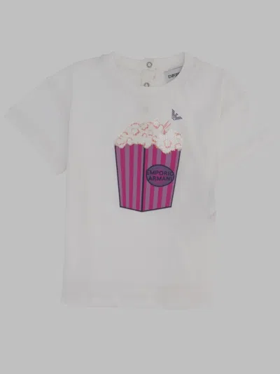 Emporio Armani Mini Popcorn T-shirt For Girls In White