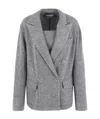Emporio Armani Mélange Double-breasted Blazer In Gray