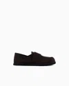 Emporio Armani Mocassins En Cuir Suédé In Black