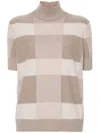 Emporio Armani Check Wool And Cashmere Sweater In Neutrals