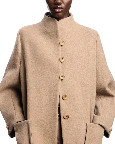Emporio Armani Mock Neck Coat In Brown