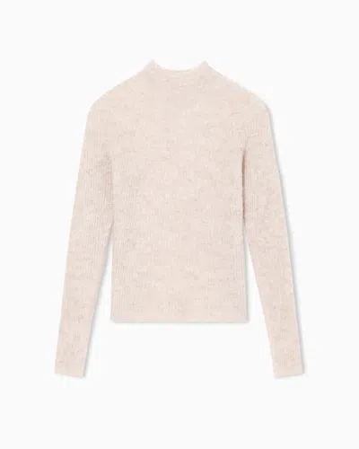 Emporio Armani Mock-neck Jumper In An Alpaca Wool Blend In Neutral