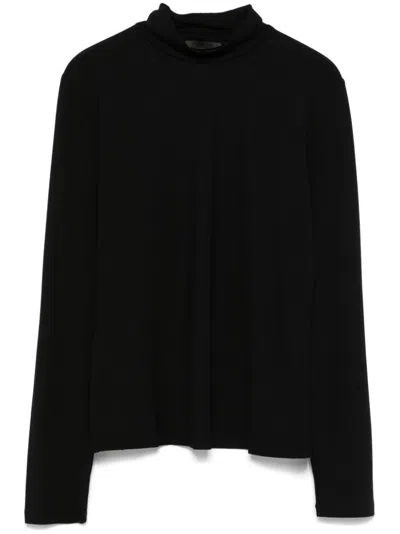 Emporio Armani Mock-neck T-shirt In Black